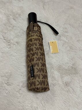 Michael Kors Brown MK Logo Compact Umbrella